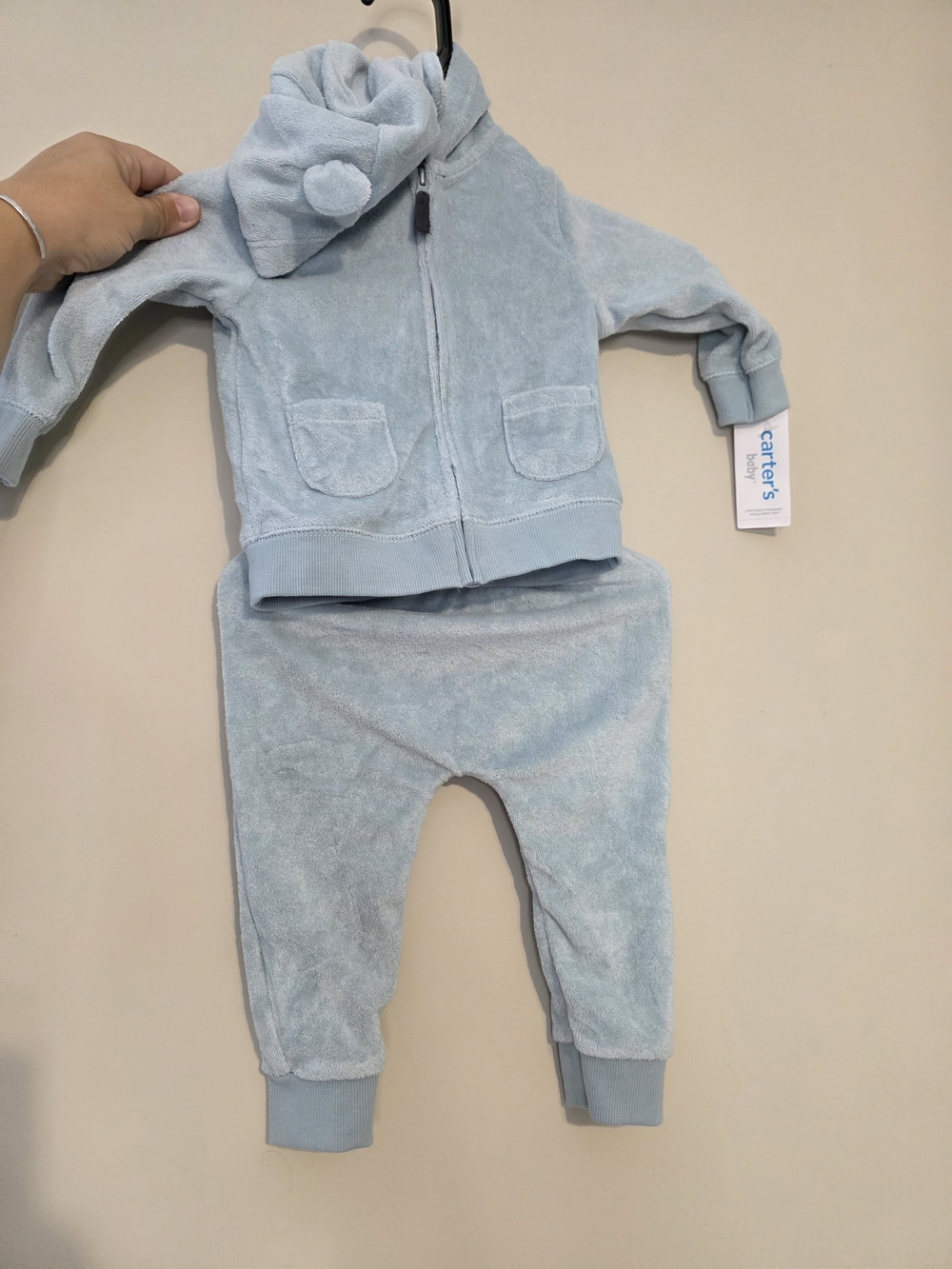 Carter's Plush Jogger Set in Pale Blue